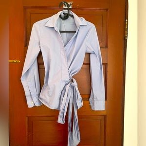 Ann Taylor blue wrap blouse